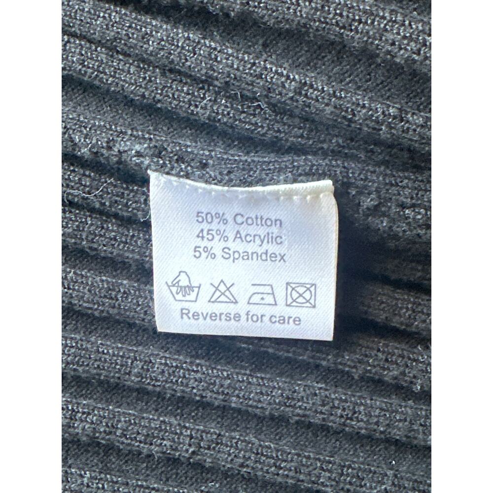 Y2K Belldini Ribbed High Neck Ruffle Penny Lane Cardigan Sweater L Black Trendy - Picture 9 of 15